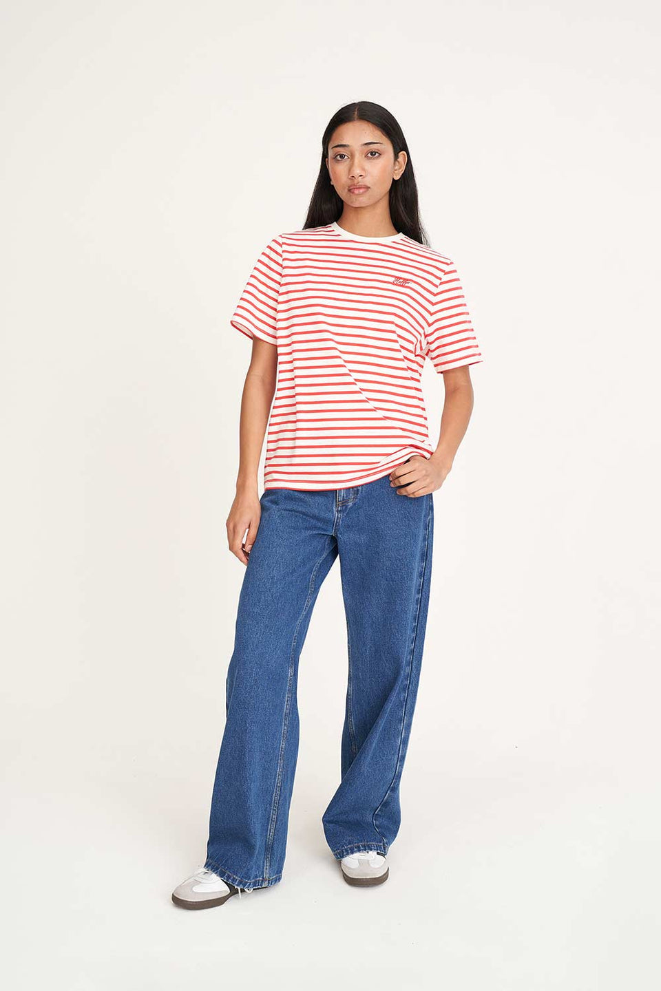 Huffer Womens Oui Oui Classic Tee - Chalk/Red