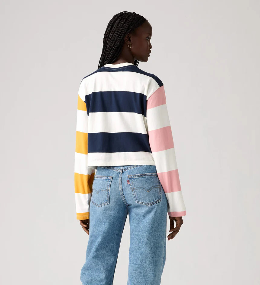 Levi's Women's Graphic Long-Sleeve - Sign Off Stripe 3 Egret