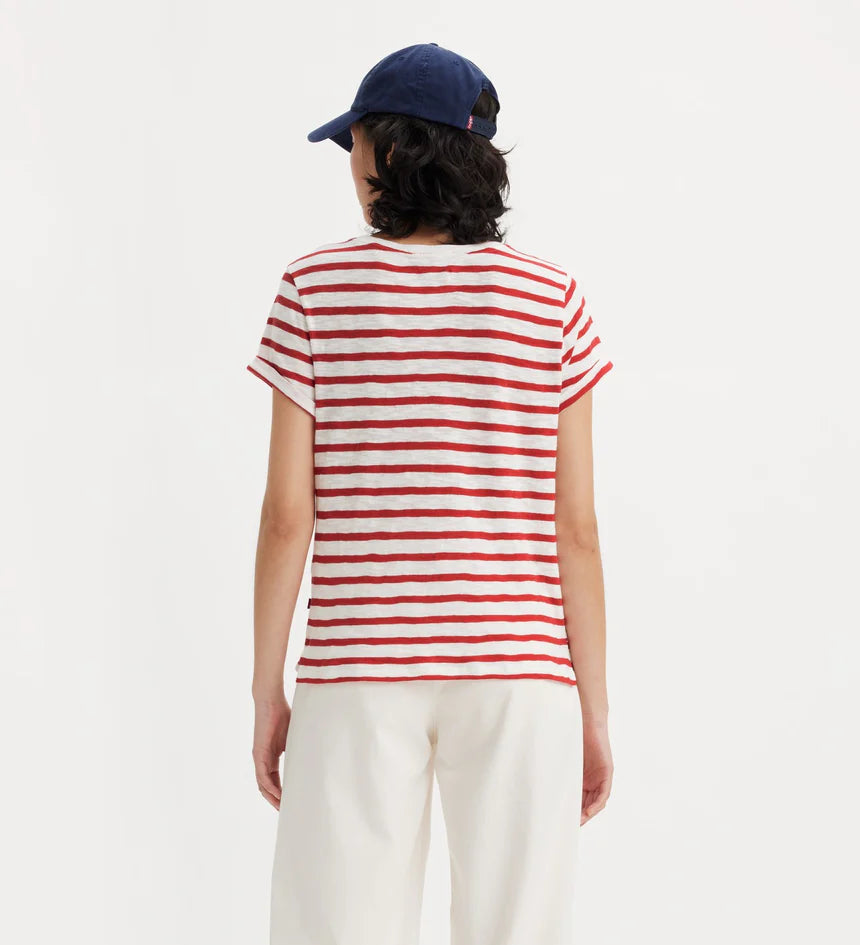 Levi's Women's Margot Short Sleeve T-Shirt - Captain Stripe Scarlet Smile