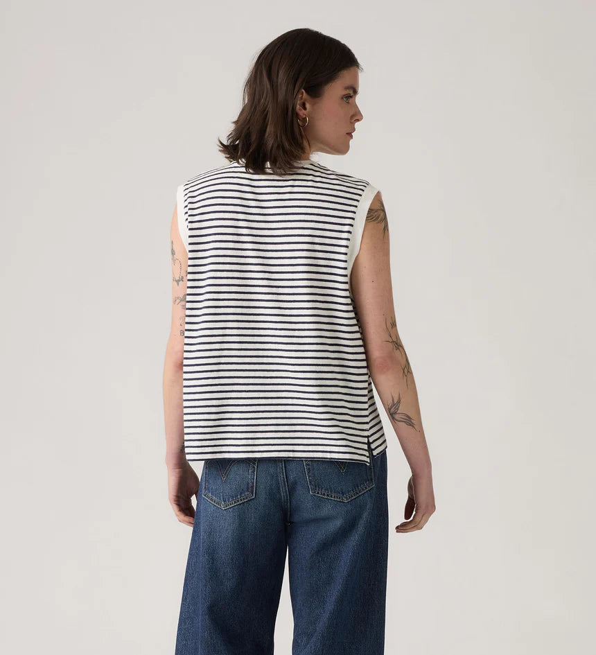 Levi's Women's Boxy Tank - Emmi Stripe Peacoat Slub