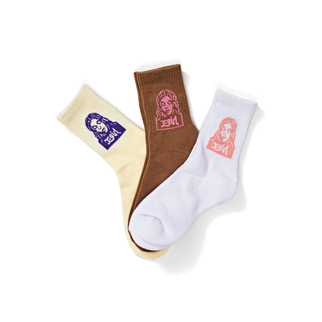 X-Girl Mills Logo Middle Socks 3 Pack - Multi