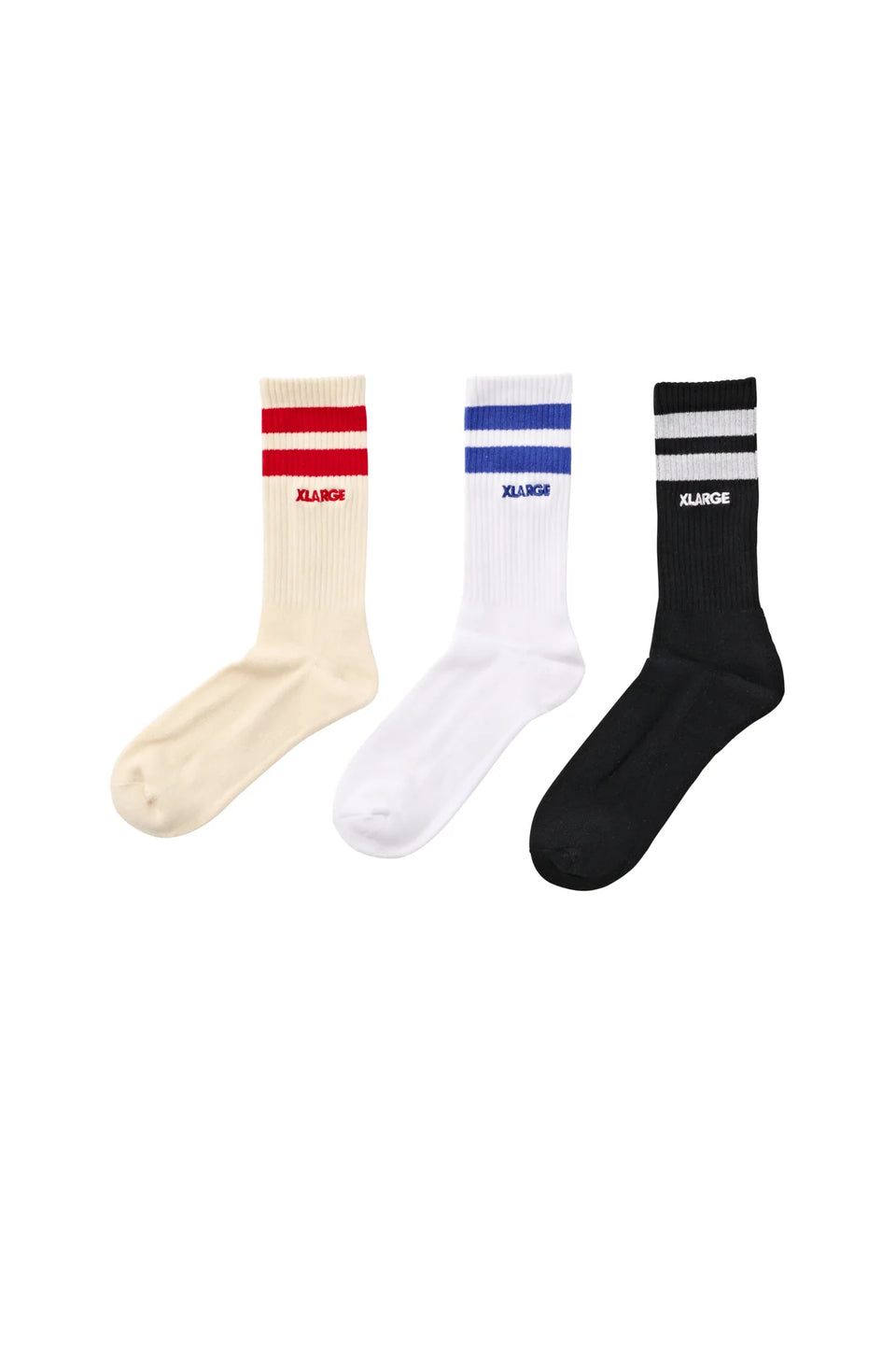 XLARGE Stripe Organic Socks 3 Pack - Multi