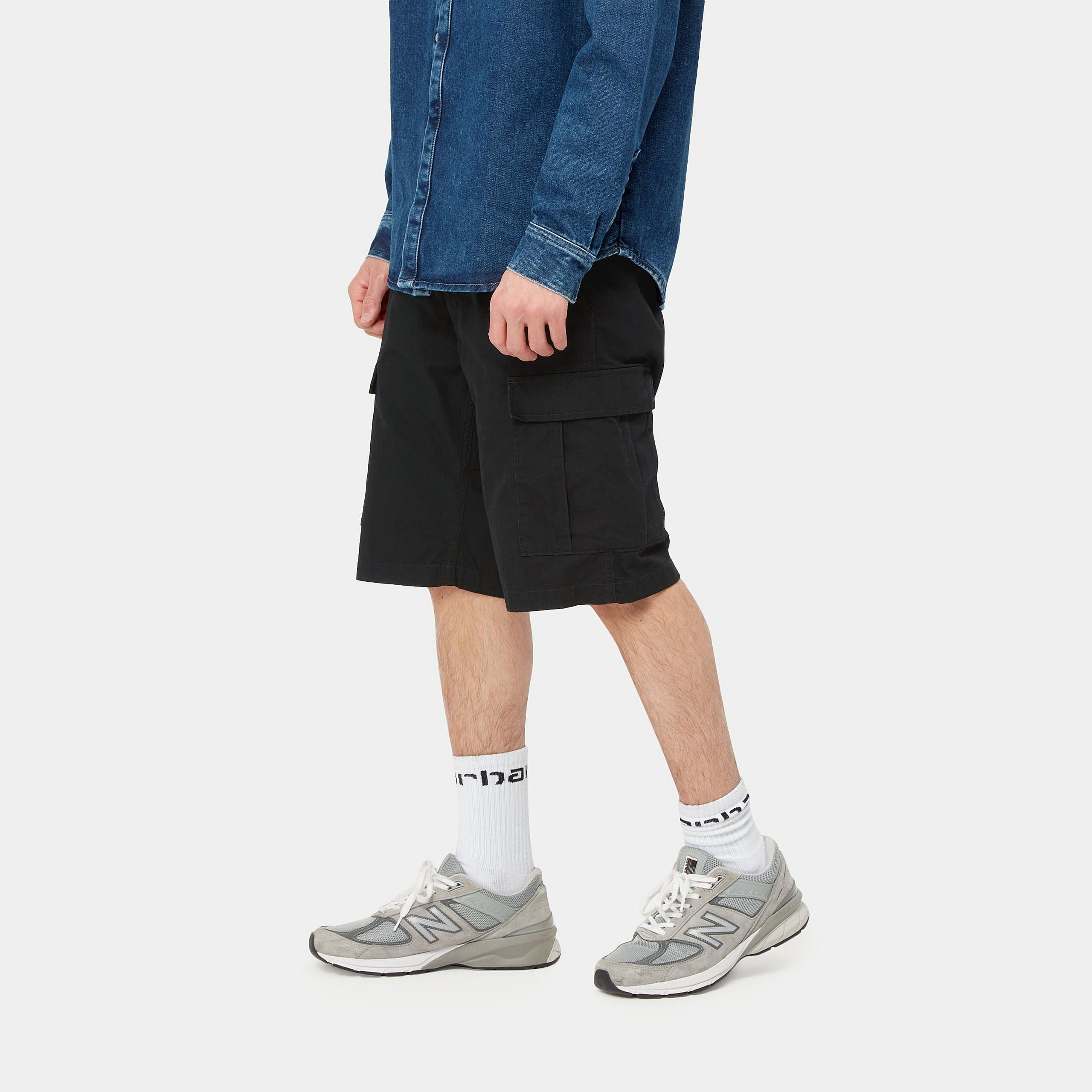 Carhartt Aviation Shorts - Black Rinsed - Stencil