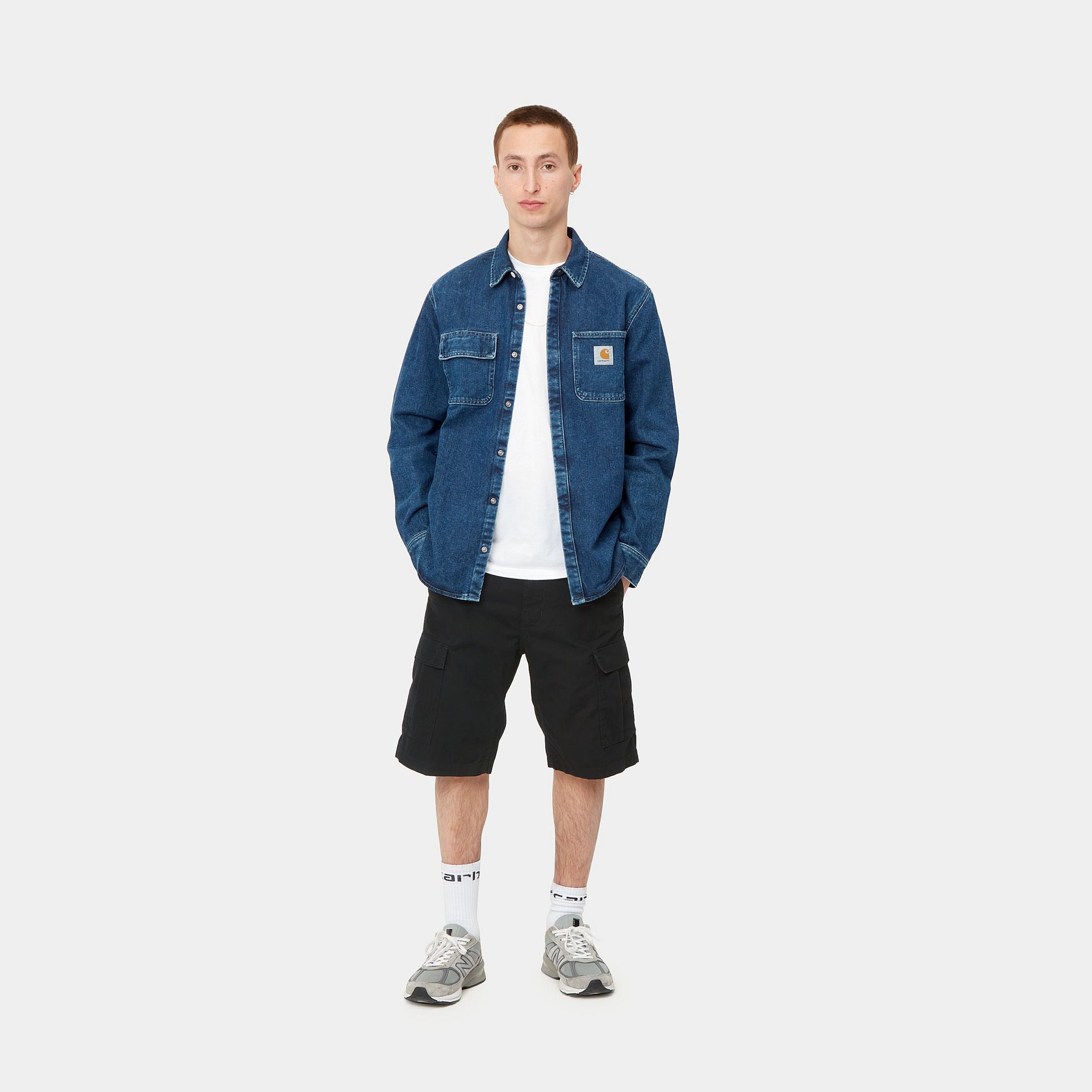 Carhartt Aviation Shorts - Black Rinsed - Stencil
