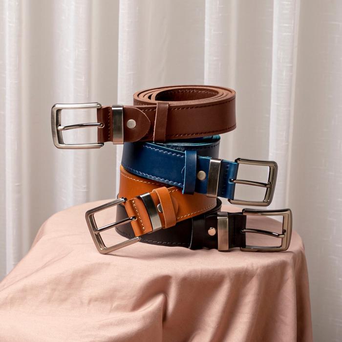 Philo Goods Double Layer Mens 4cm Leather Belt - Black