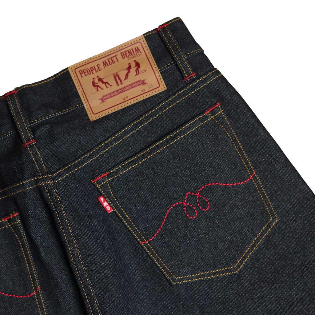 PMD & Co USAGI 14oz Black Indigo Denim Selvedge Accent Slim Fit - Stencil