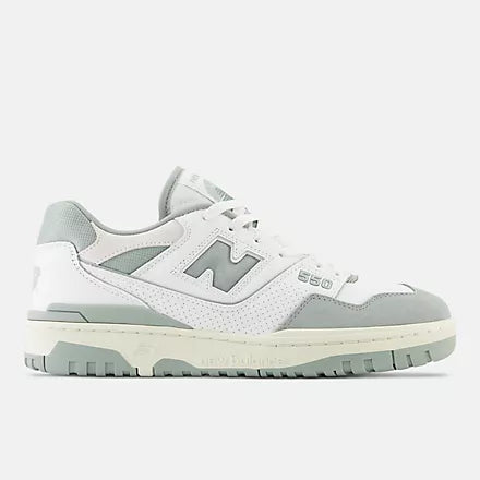 New Balance 550 White with juniper and dark juniper - Stencil