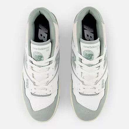 New Balance 550 White with juniper and dark juniper - Stencil