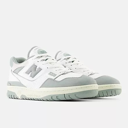 New Balance 550 White with juniper and dark juniper - Stencil