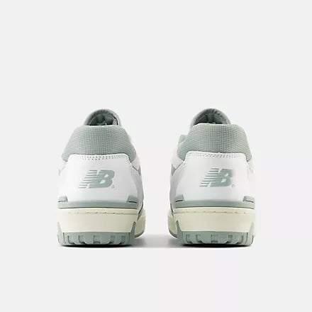New Balance 550 White with juniper and dark juniper - Stencil