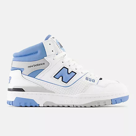 New Balance 650 White with heritage blue and raincloud – Stencil