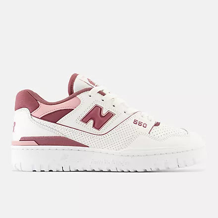 New Balance Women's 550 Sea salt with washed burgundy and pink moon