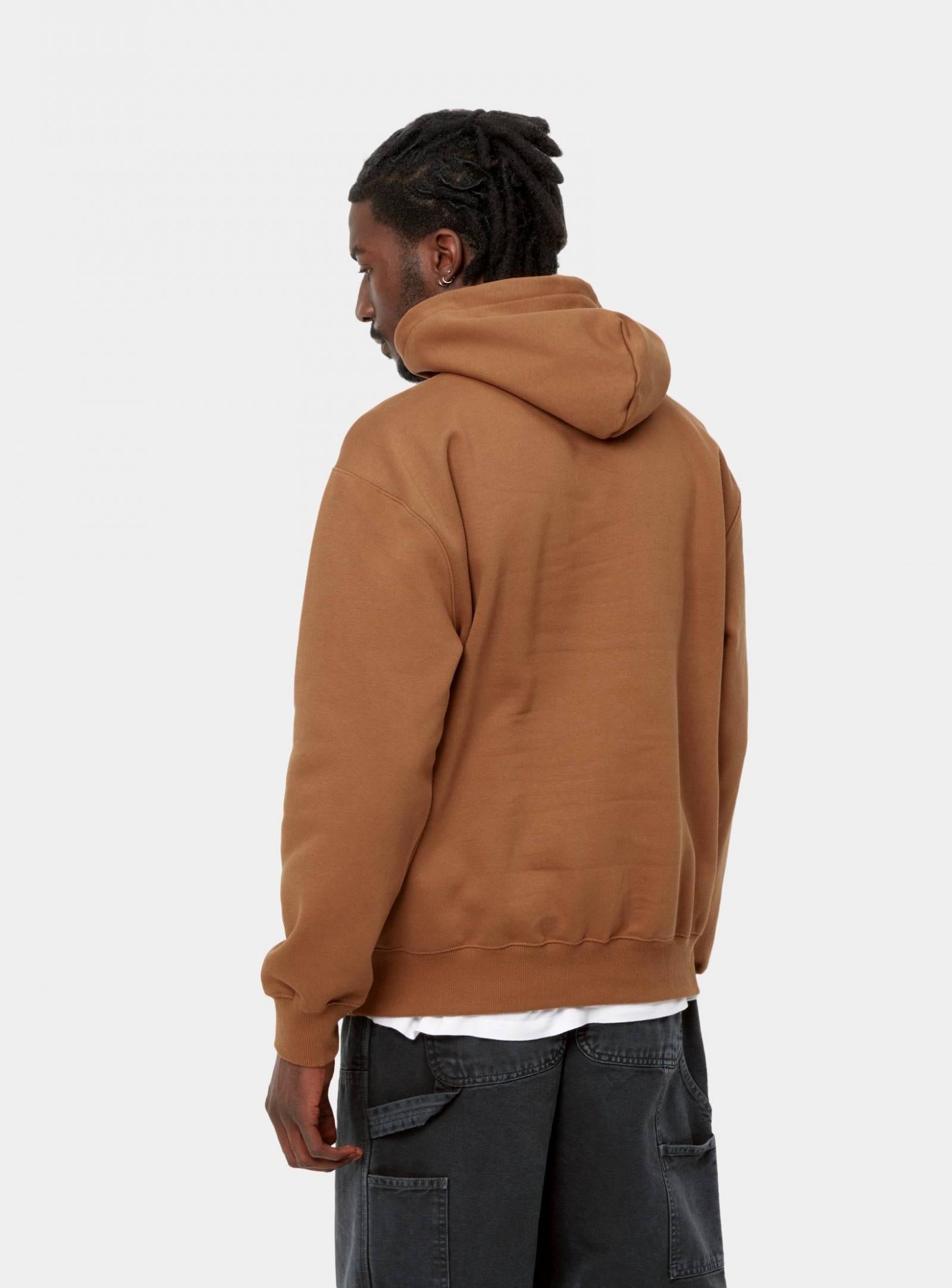 Carhartt Hooded "Carhartt" Sweat - Rum / Black - Stencil