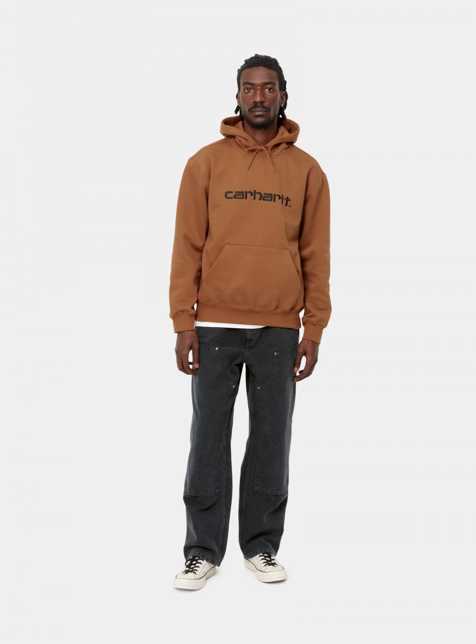 Carhartt Hooded "Carhartt" Sweat - Rum / Black - Stencil