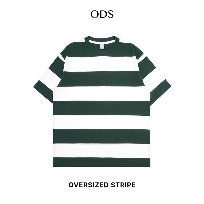 ODS Stripe Tee - White/Green - Stencil