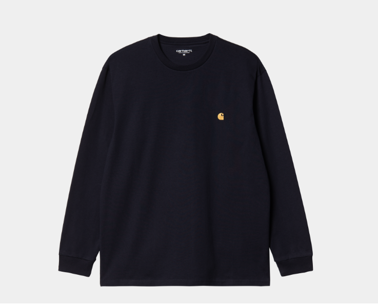 Carhartt L/S Chase T-Shirt - Dark Navy/Gold