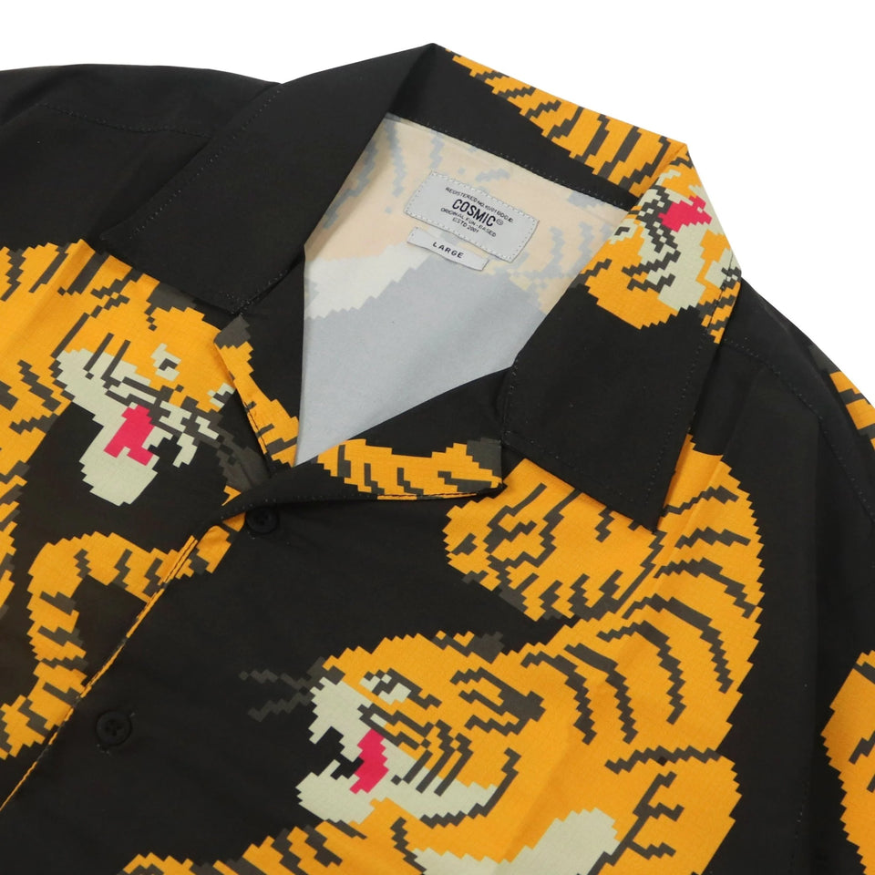 Cosmic Tiger Pixel Shirt - Black
