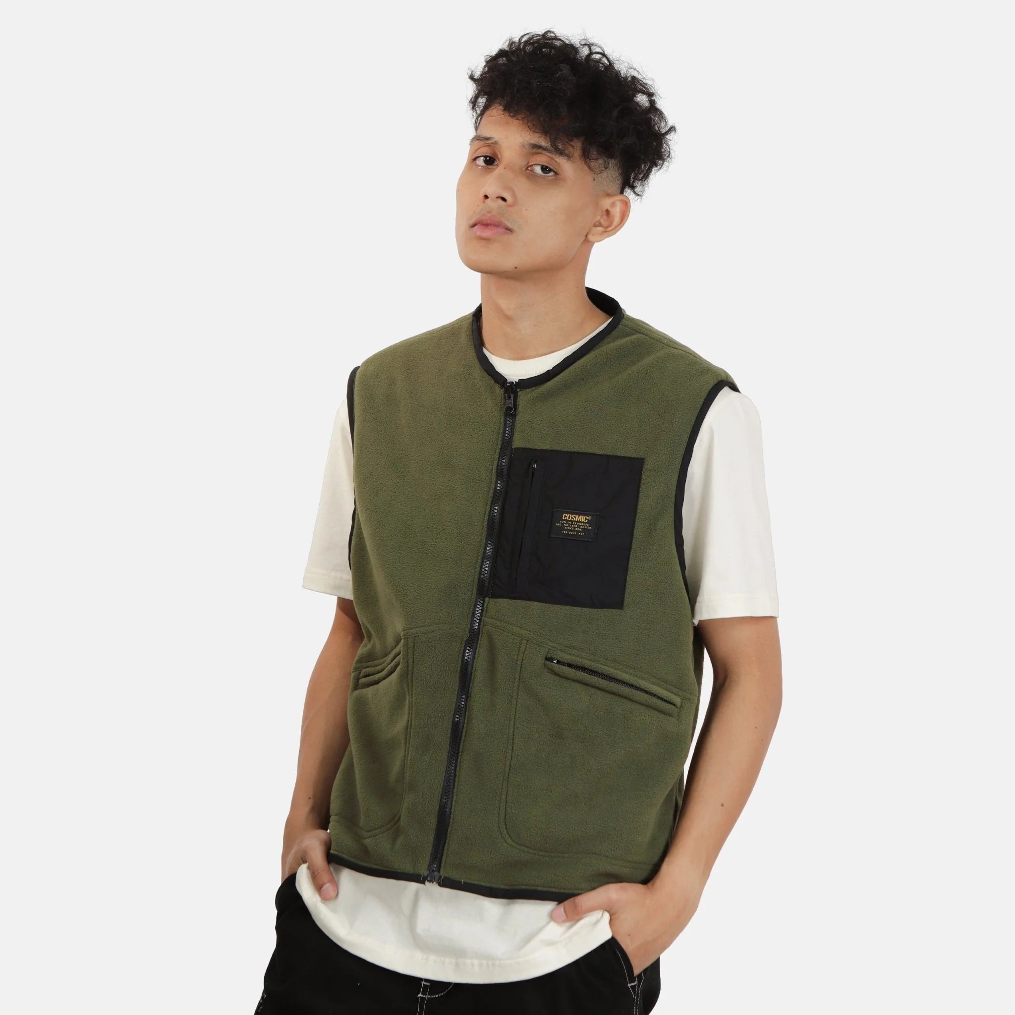 Cosmic Cardea Reversible Vest - Army/Black - Stencil
