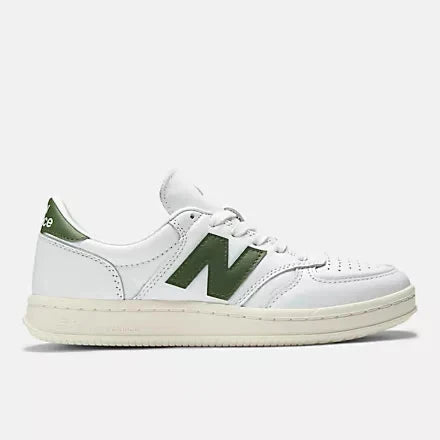 New Balance T500 White / Dark Alpine Green - Stencil