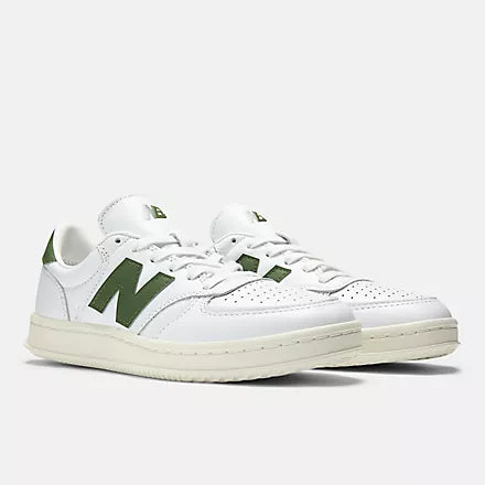 New Balance T500 White / Dark Alpine Green - Stencil