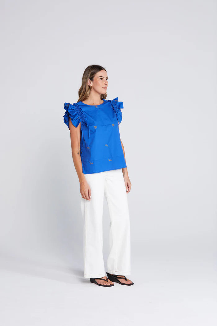Thing Thing Tiesy Top - Cobalt Blossom