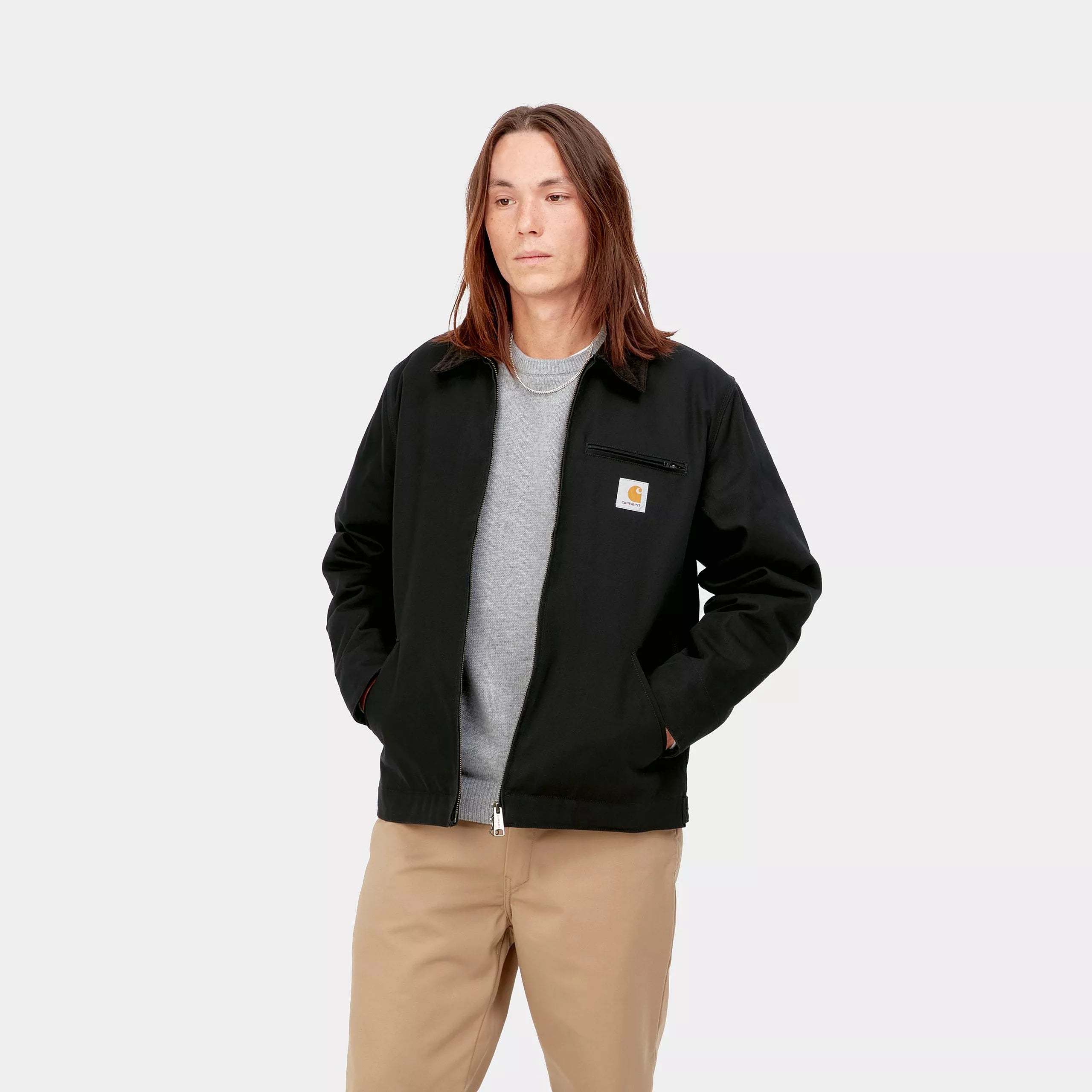 Carhartt Detroit Jacket - Black / Black Rigid Blanket Lined - Stencil
