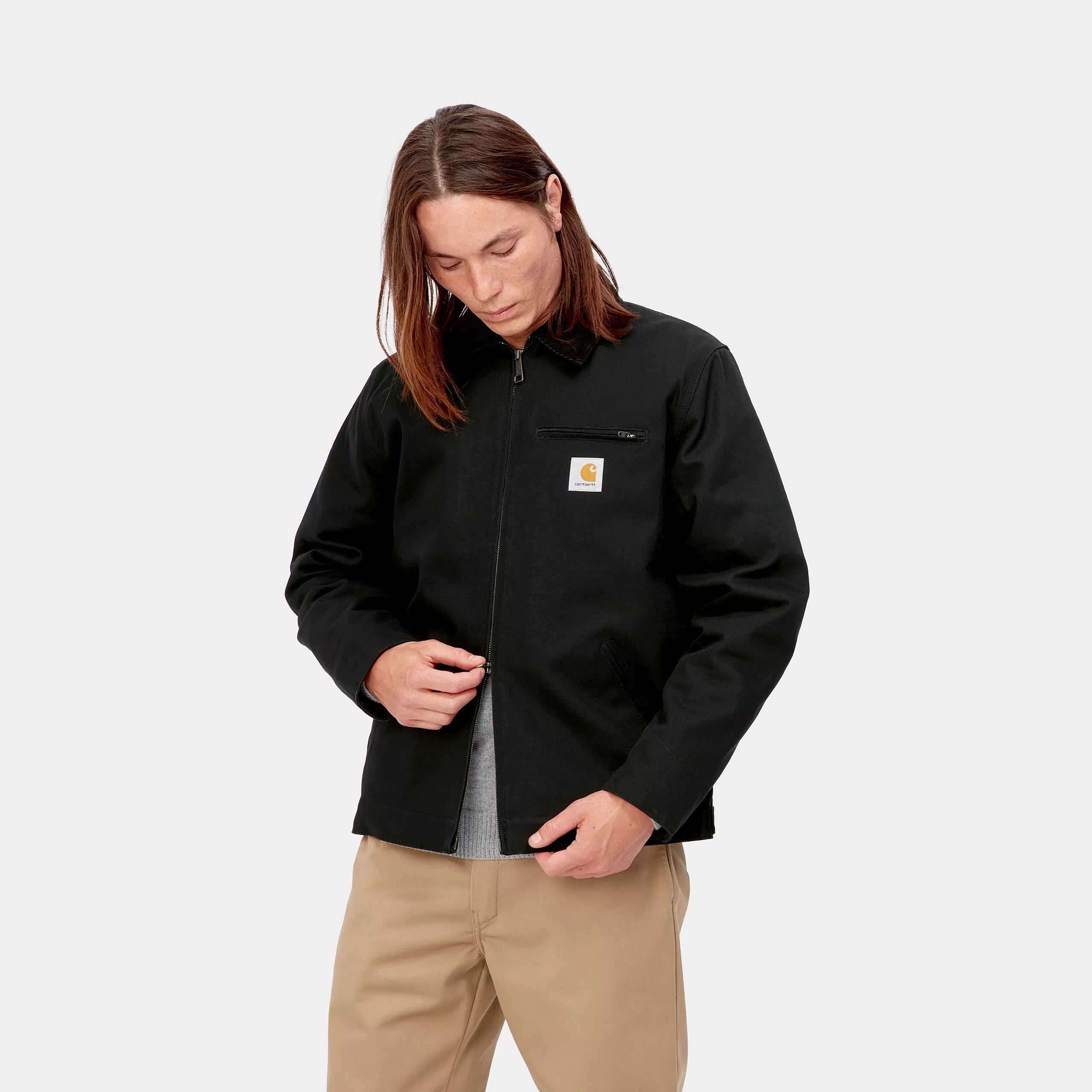 Carhartt Detroit Jacket - Black / Black Rigid Blanket Lined - Stencil