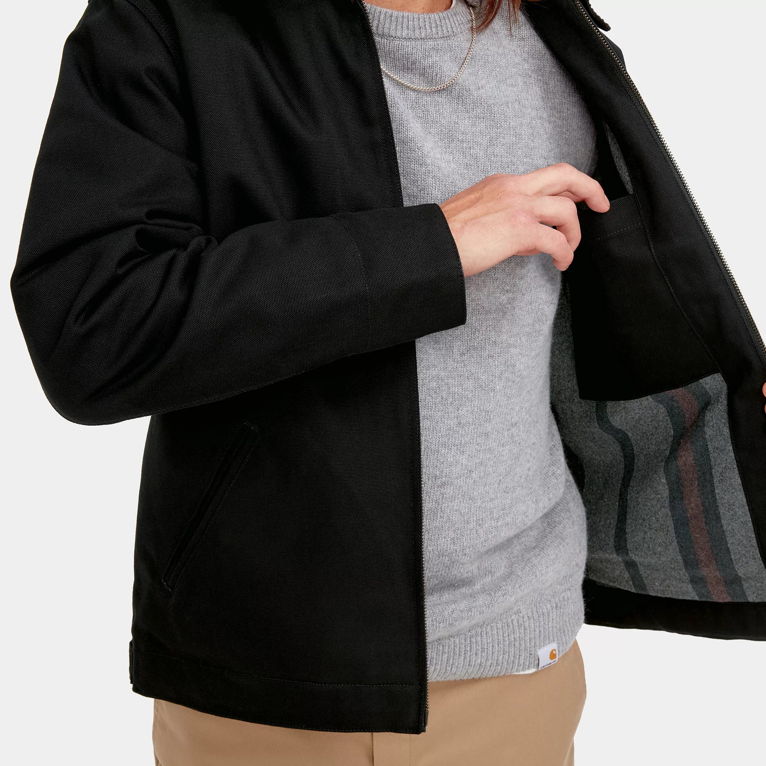 Carhartt Detroit Jacket - Black / Black Rigid Blanket Lined - Stencil
