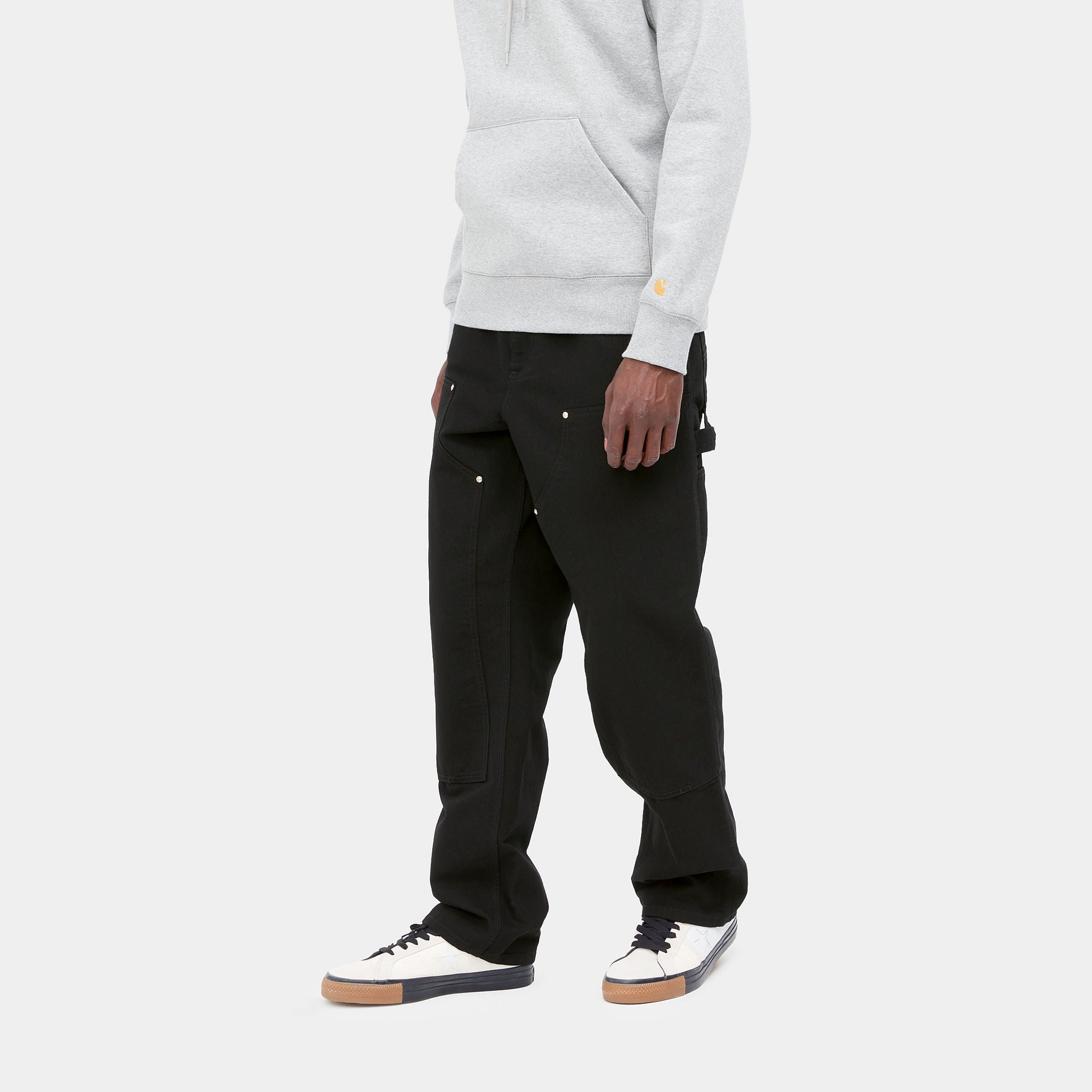 Carhartt Double Knee Pants - Black Rinsed - Stencil