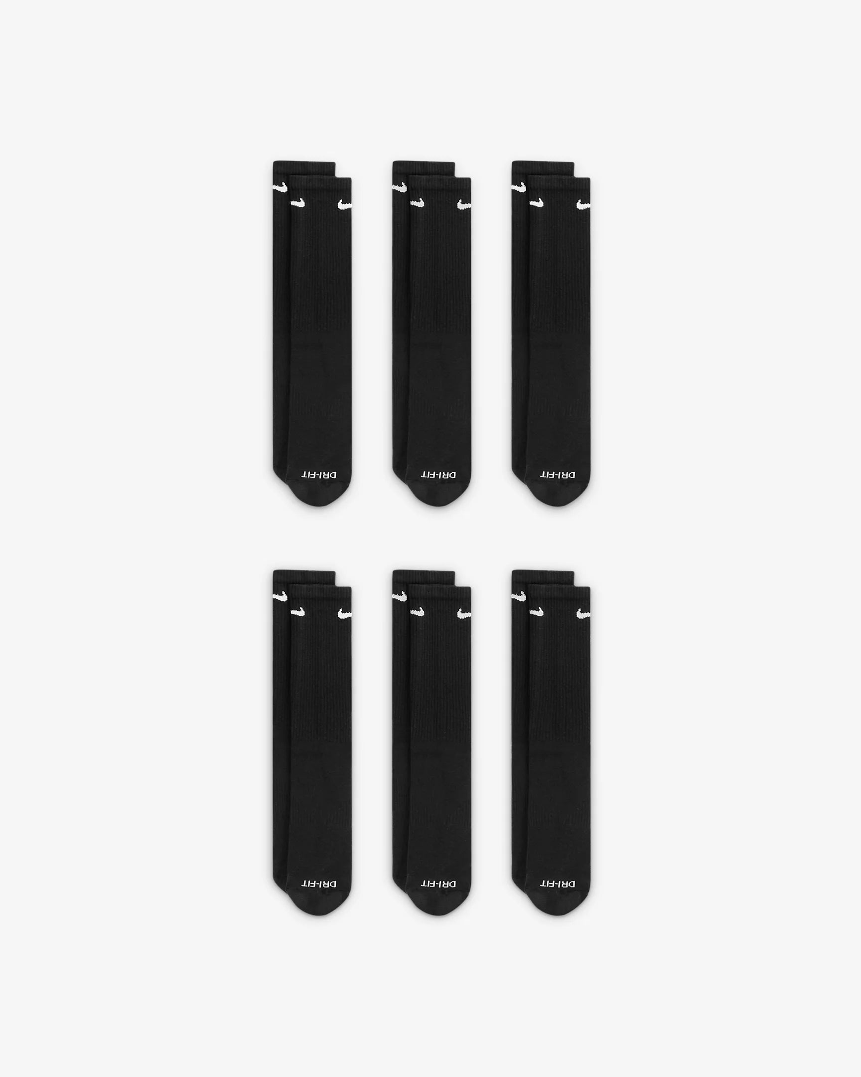 Nike Everyday Plus Cushioned Training Crew Socks (6 Pairs) Black - Stencil
