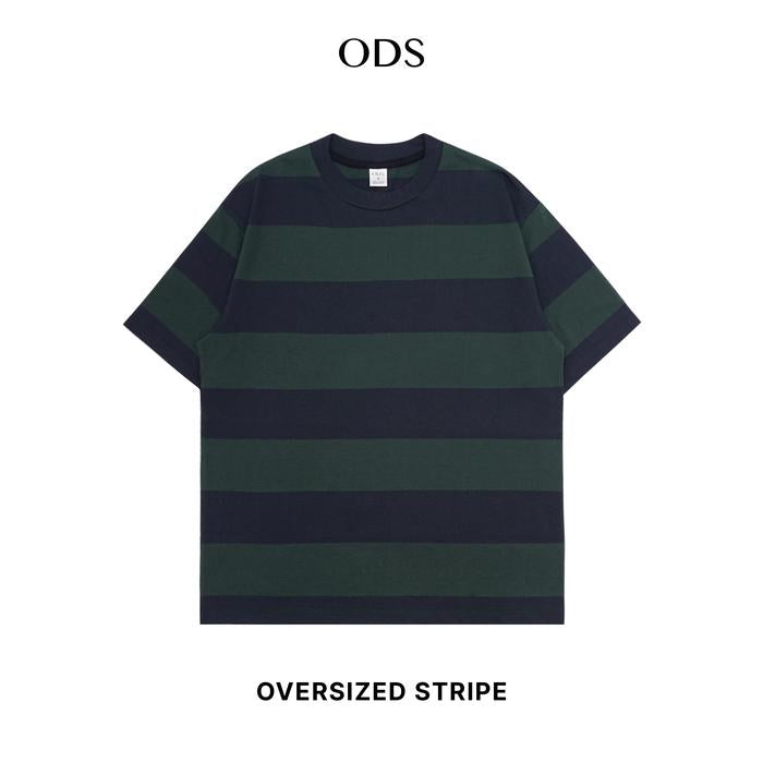 ODS Stripe Tee - Navy/Green - Stencil
