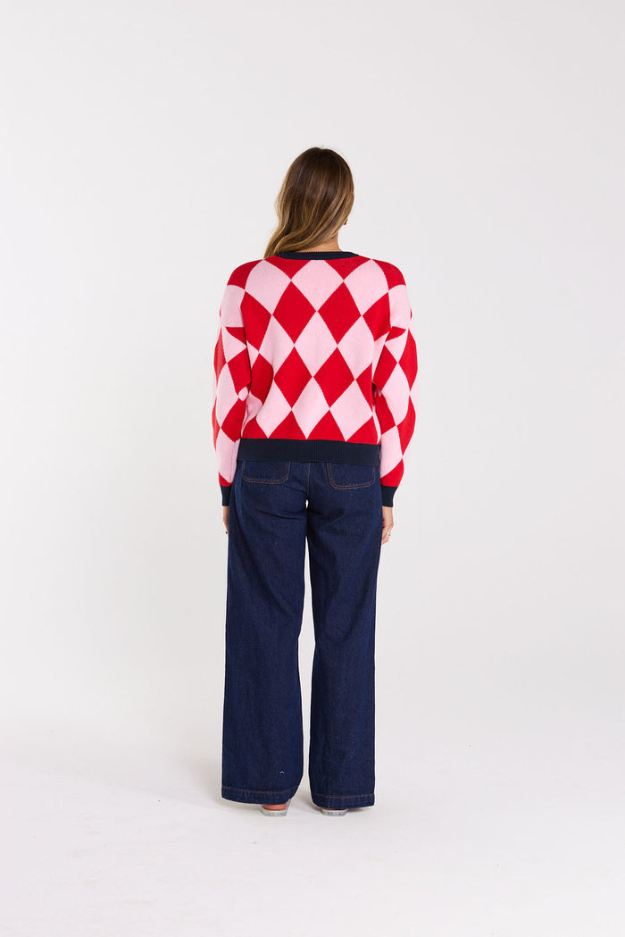 Thing Thing Gemma Cardigan - Cherry Milkshake - Stencil
