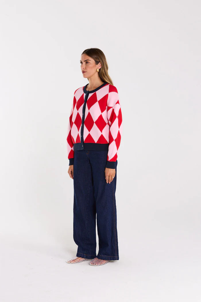 Thing Thing Gemma Cardigan - Cherry Milkshake - Stencil