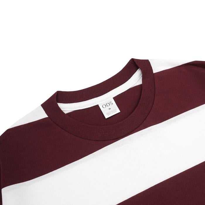 ODS Stripe Tee - White/Burgundy