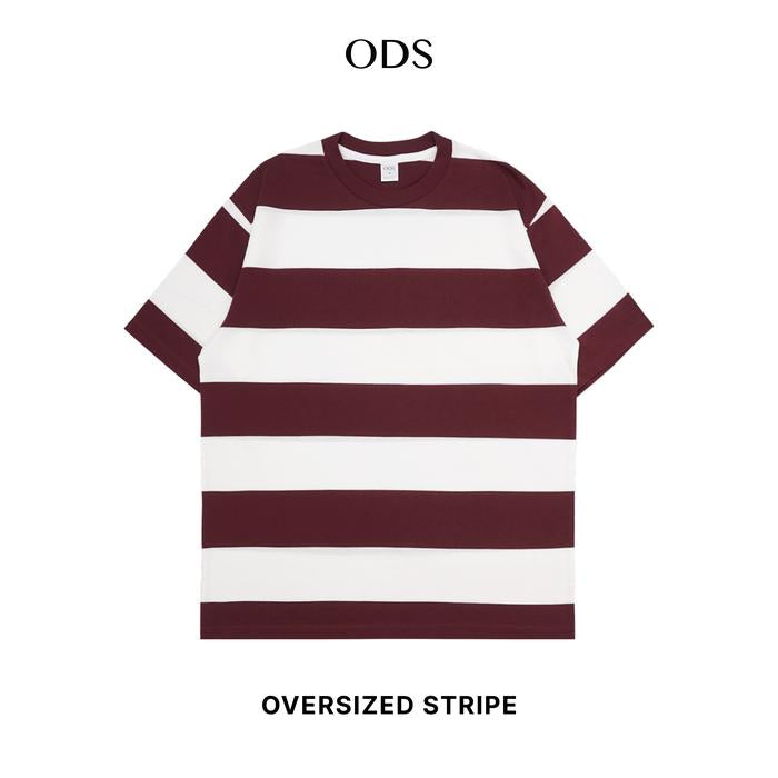 ODS Stripe Tee - White/Burgundy