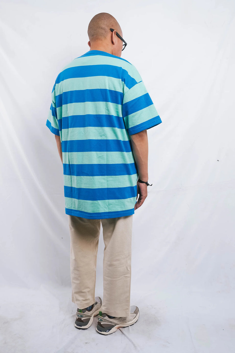 Paper Basic Stripe Tee - Green Stripe Blue Blue