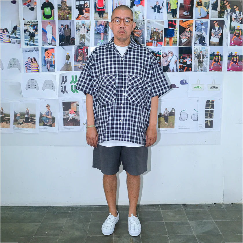 Paper Shatsu Yandet Shirt - Navy - Stencil