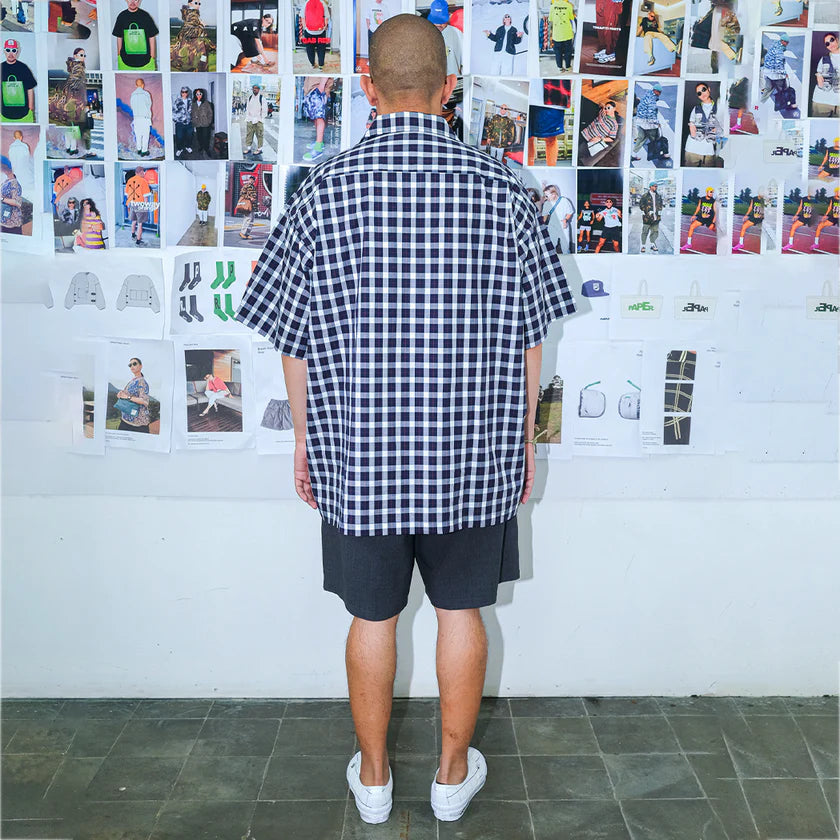 Paper Shatsu Yandet Shirt - Navy - Stencil