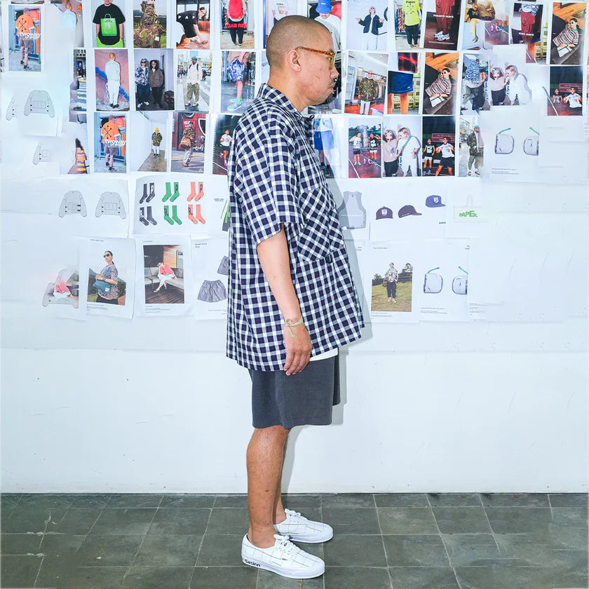 Paper Shatsu Yandet Shirt - Navy - Stencil