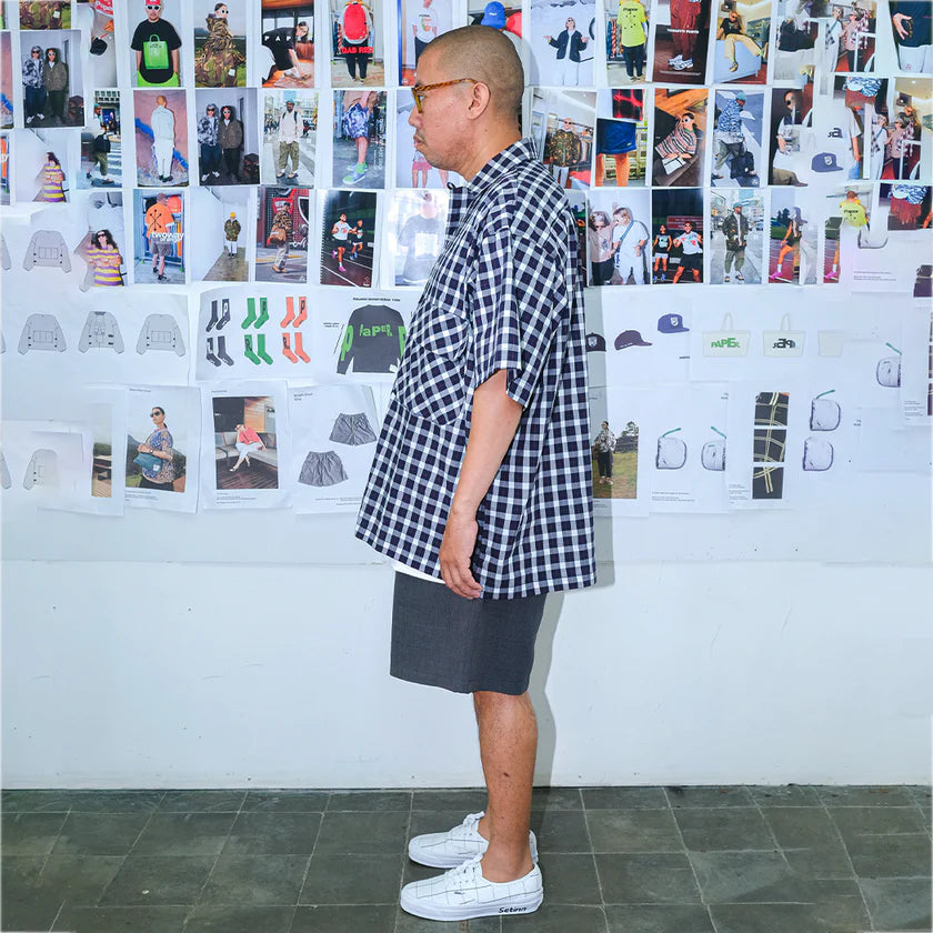 Paper Shatsu Yandet Shirt - Navy - Stencil