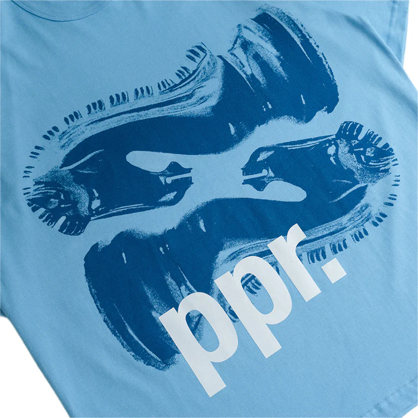 Paper Chess Knight Tee - Soft Blue - Stencil