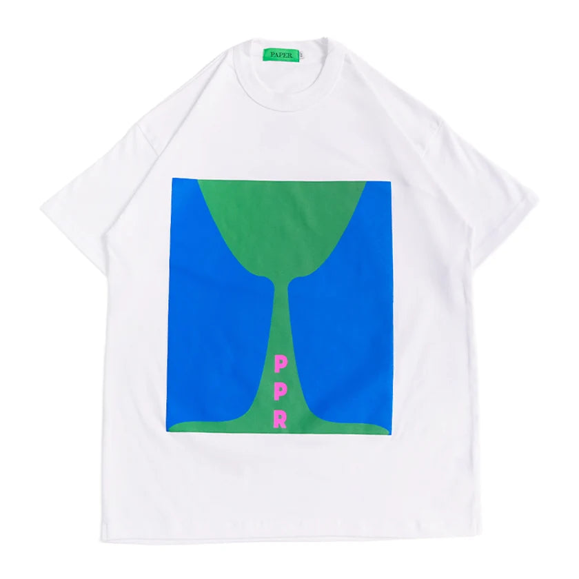 Paper Wine Tee - White - Stencil