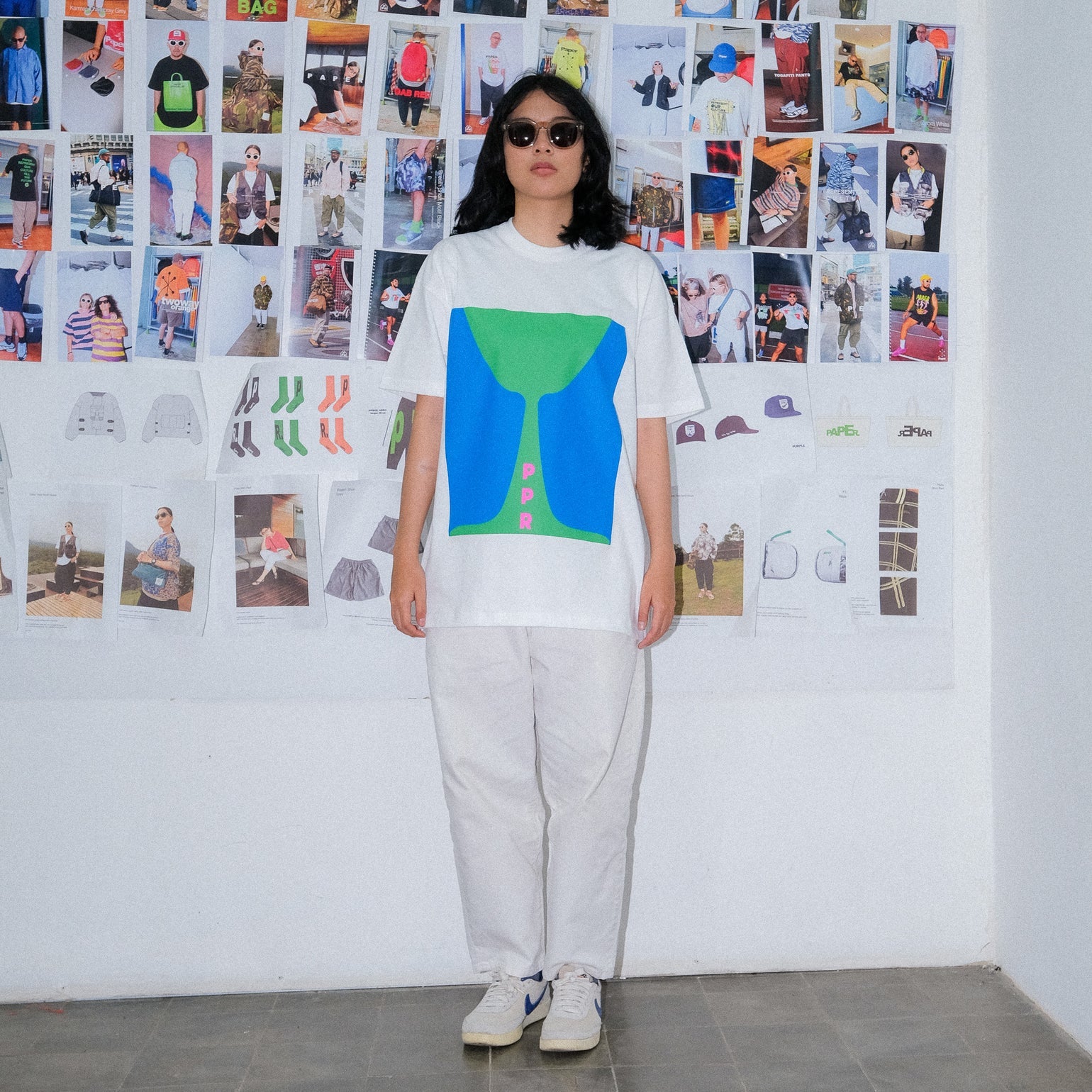 Paper Wine Tee - White - Stencil
