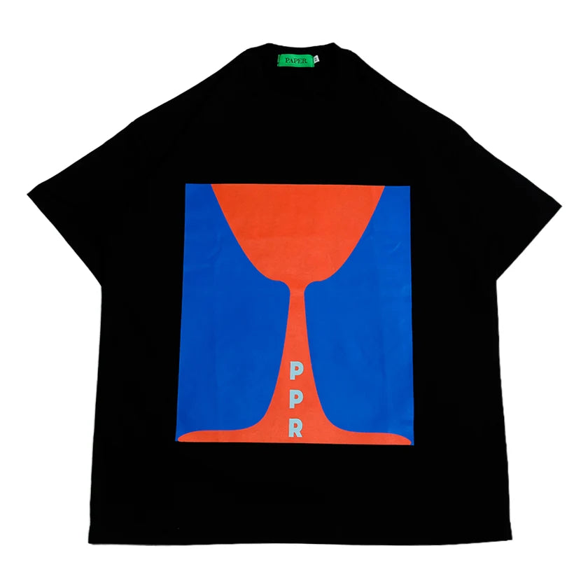 Paper Wine Tee - Black - Stencil