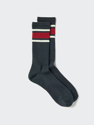 Uniqlo Striped Pile Socks - 16 Red