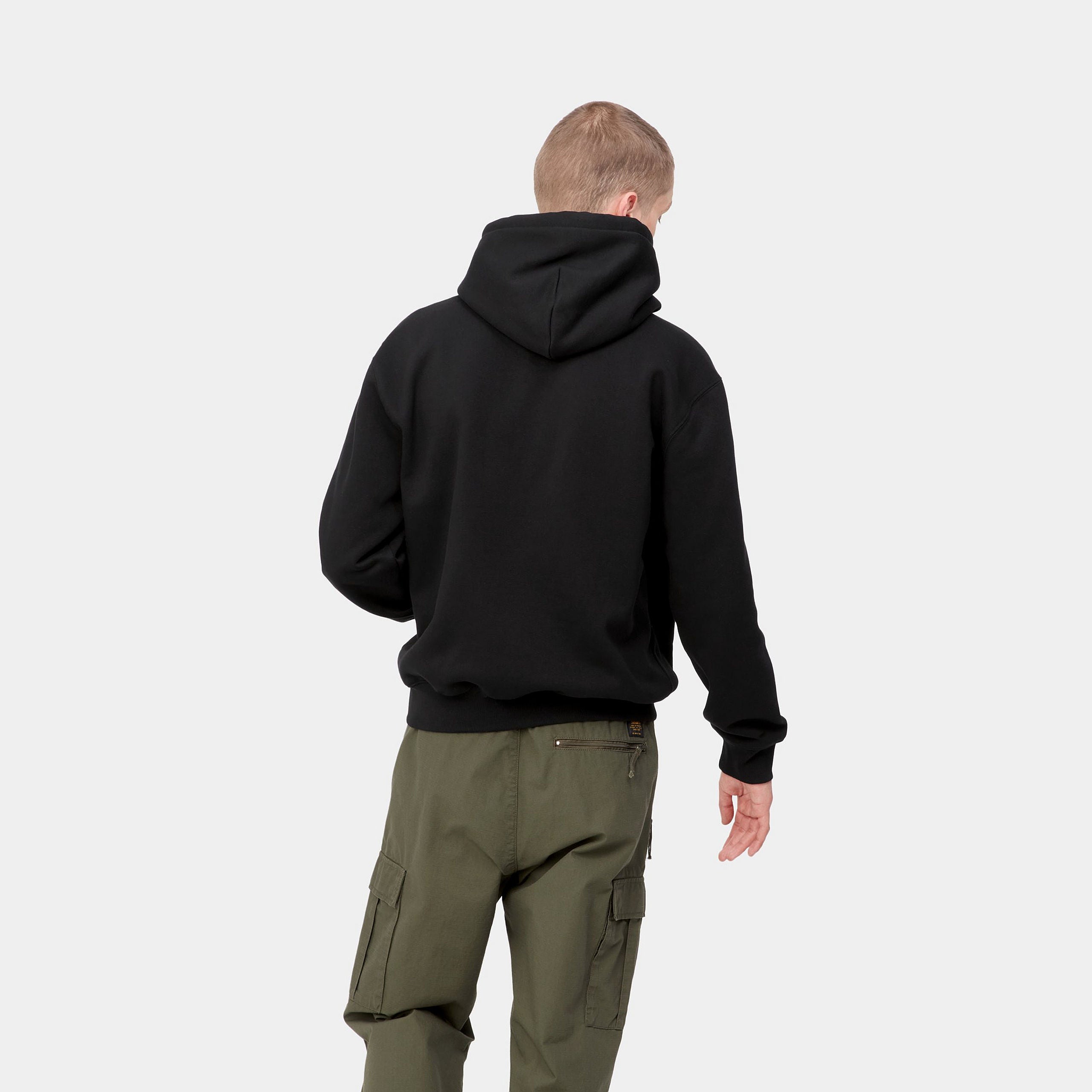 Carhartt Hooded "Carhartt" Sweat - Black / White - Stencil