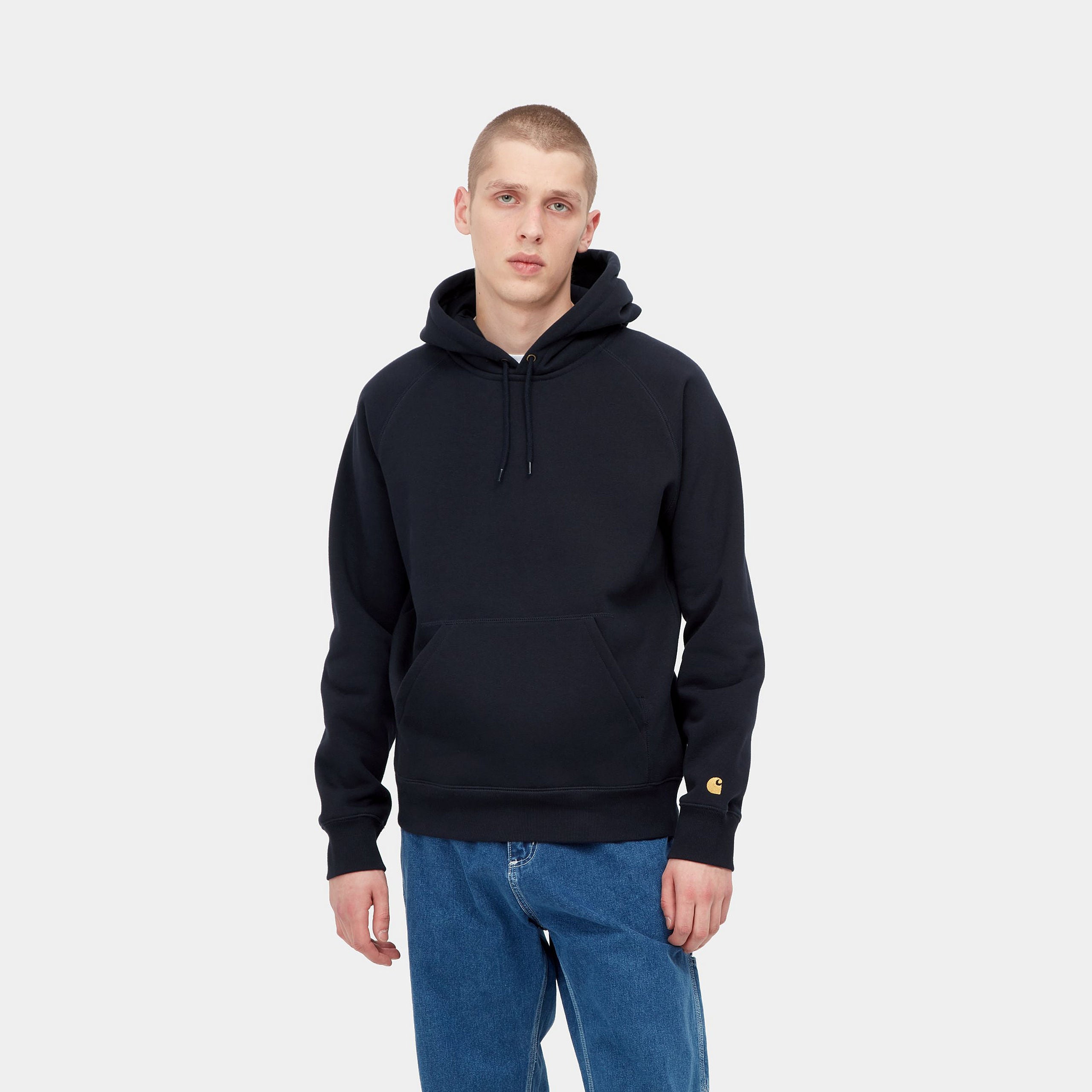 Carhartt Hooded Chase Sweat Dark Navy / Gold - Stencil