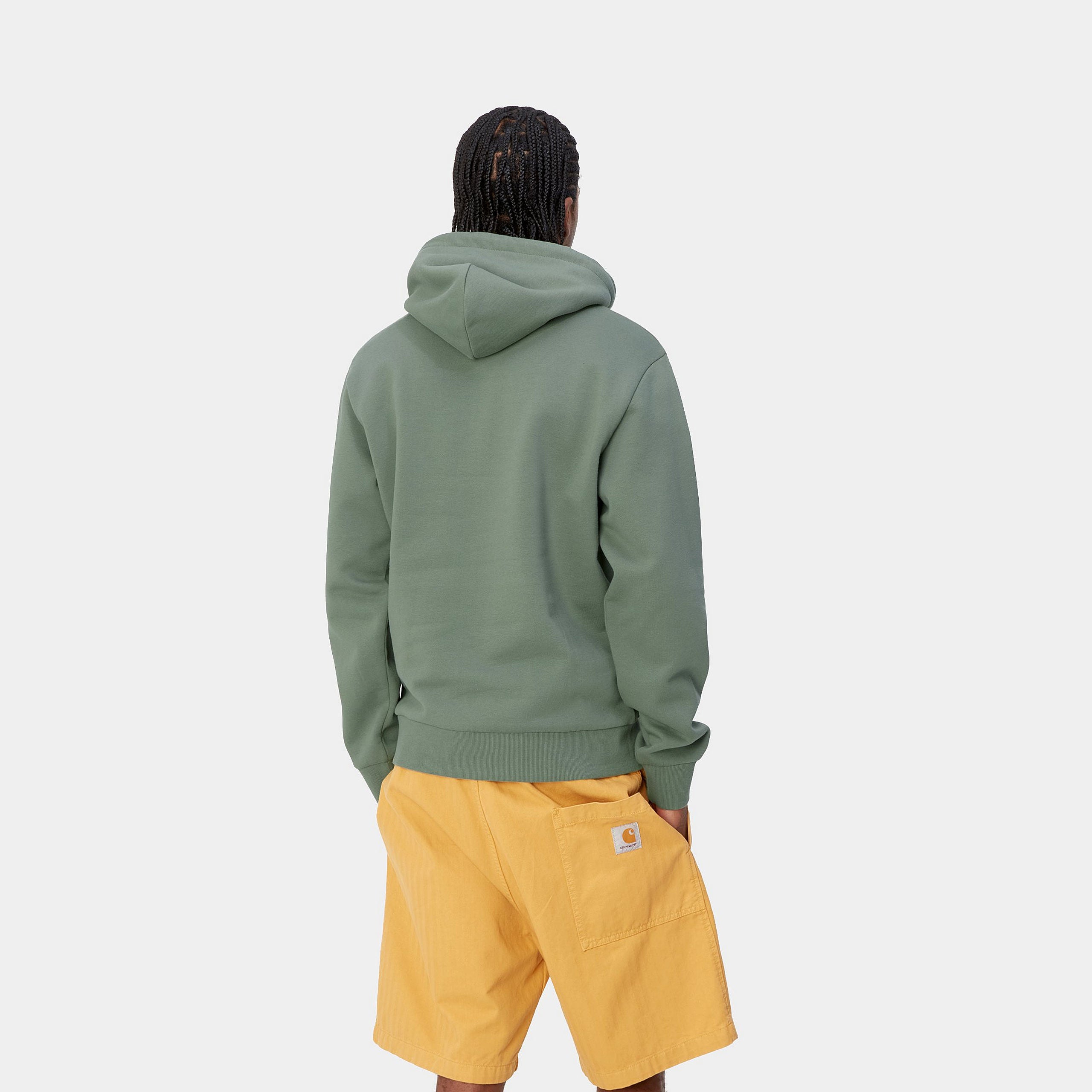 Carhartt Hooded Script  Embroidery Sweatshirt - Park/White - Stencil