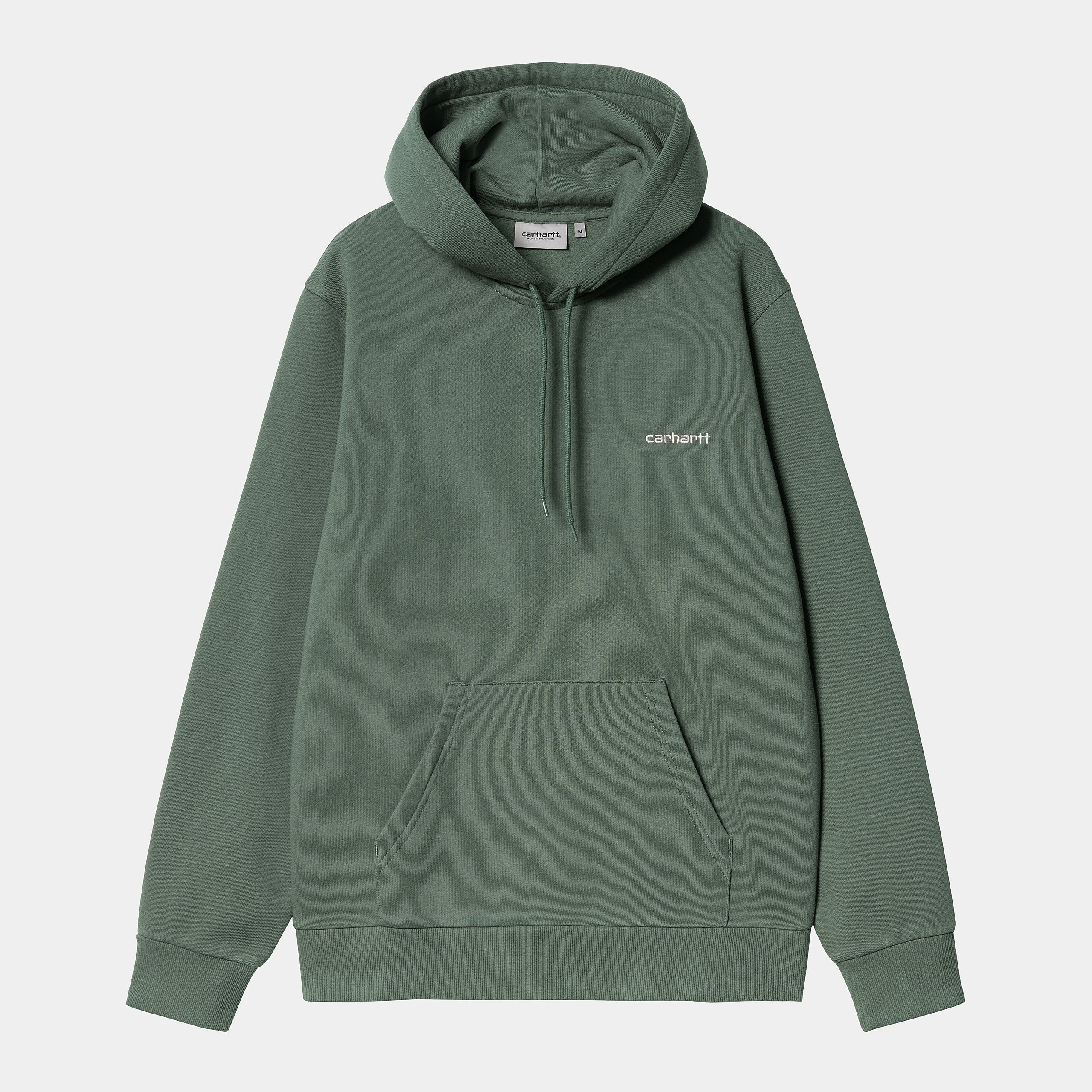 Carhartt Hooded Script  Embroidery Sweatshirt - Park/White - Stencil