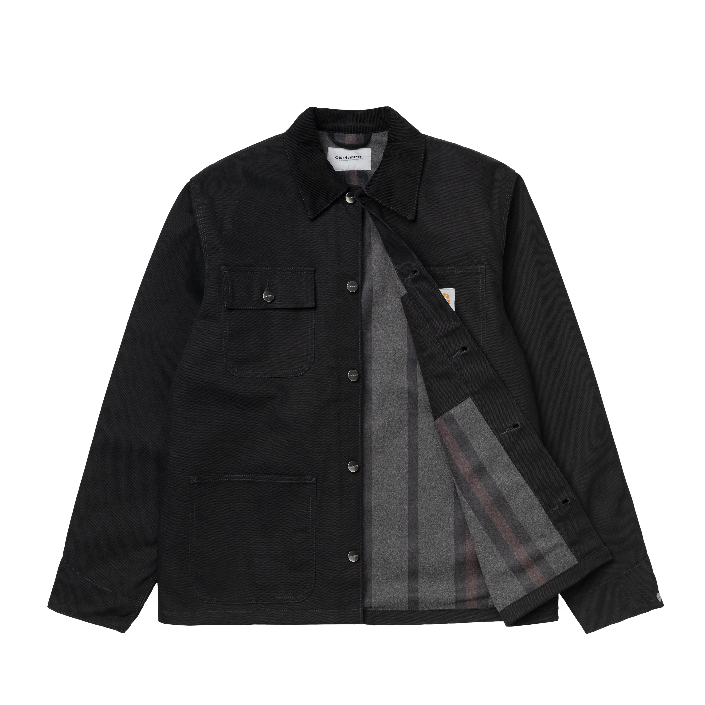 Carhartt Michigan Coat - Black / Black Rigid Blanket Lined - Stencil